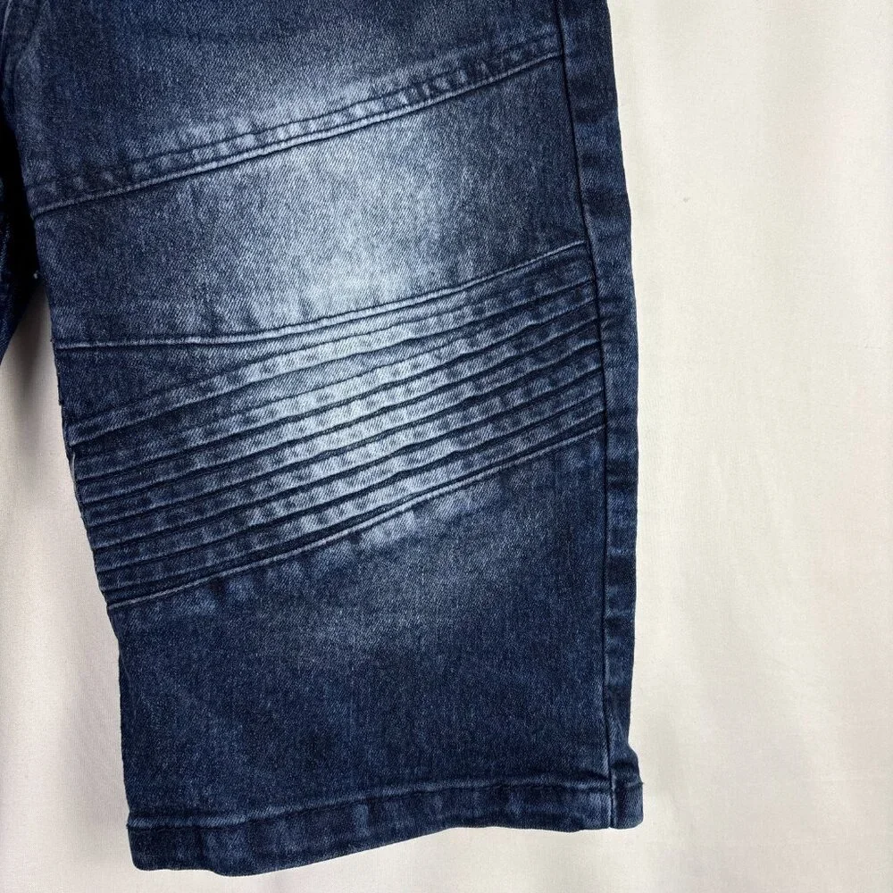 Akademiks Moto Biker Shorts Boys Size 16 Blue Denim Distressed Detail Streetwear